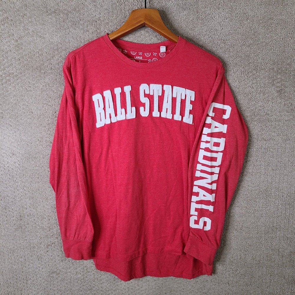 Pressbox Shirt Womens Large Red Ball State Cardinals Long Sleeve Cotton Casual